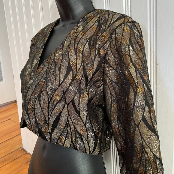 Vintage 3/4 Sleeve Metallic Bolero, Size Small - Picture 2 of 8